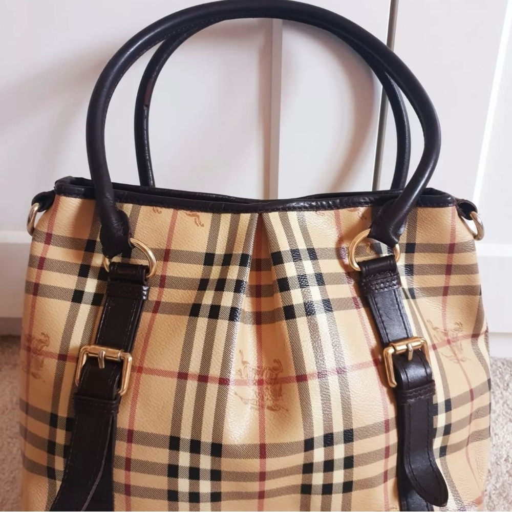 Burberry Beige and Black Checkered Women's Bag